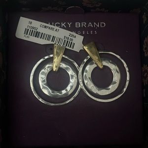 NEW Lucky Brand hammered silver and gold earrings